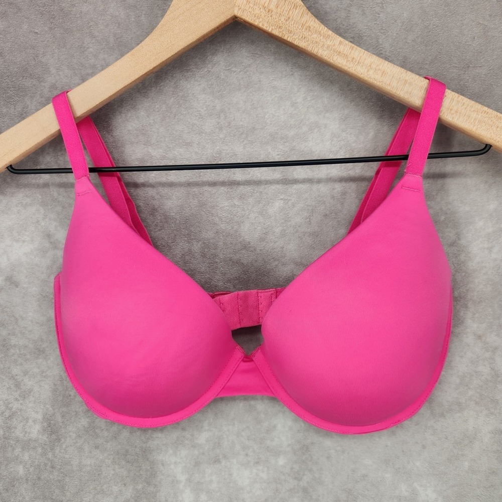 Victoria's Secret Pink Logo Band 36D T-Shirt Push Up Full Coverage EUC Hot Pink